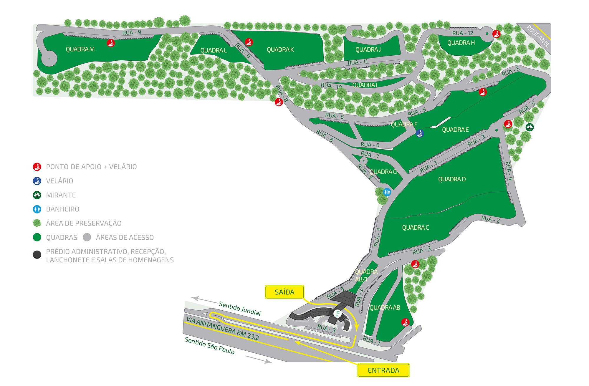 Mapa do Campo Santo do Memorial Parque Jaraguá